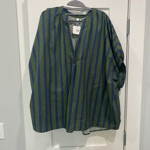 Green & Blue striped cotton shirt for spring and summer